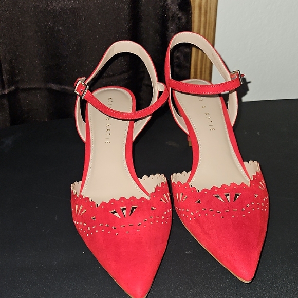 Kelly & Katie Shoes - Kelly & Katie Red Scalloped Heels